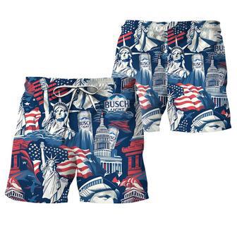 American Liberties Holding Busch Light Swim Trunks | Newhawaiianshirts