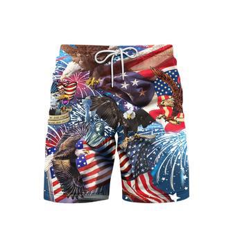 American Patriotic Eagle Memorial Day Beach Shorts For Men | Newhawaiianshirts CA