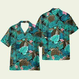 Awesome Turtle In Tropical Green Leaves Hawaiian Shirt | Newhawaiianshirts UK