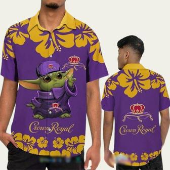 Baby Yoda Crown Royal Hibiscus Hawaiian Shirt | Newhawaiianshirts CA