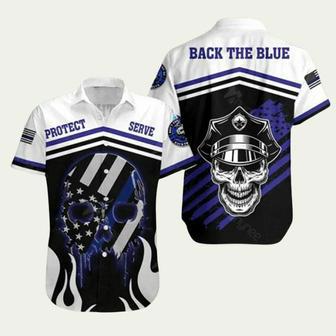 Back The Blue The Police Skull Hawaiian Shirt | Newhawaiianshirts DE