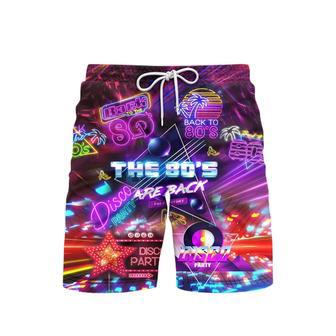 Back To The s Disco Party Neon Color Lights Beach Shorts For Men | Newhawaiianshirts AU