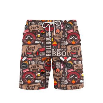 Barbecue Meat It's Time To BBQ Grill Party Beach Shorts For Men | Newhawaiianshirts UK