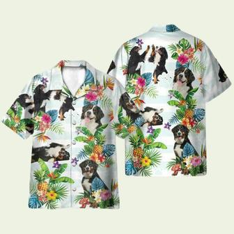 Basic Bernese Mountain Dog Tropical Flowers Pattern Hawaiian Shirt | Newhawaiianshirts CA