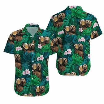 Bear Drinking Green Tropical Beer Hawaiian Shirt | Newhawaiianshirts