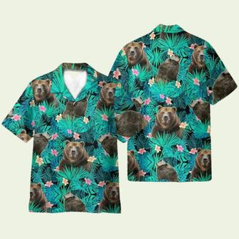 Bear In Tropical Green Leaves Hawaiian Shirt | Newhawaiianshirts CA