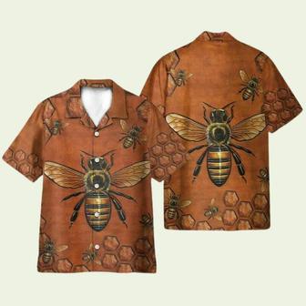 Bee And Honey Hive Pattern Hawaiian Shirt | Newhawaiianshirts AU