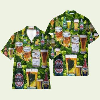 Beer Fesstival In Tropical Green Leaves Hawaiian Shirt | Newhawaiianshirts CA