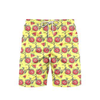 Bicycles With Watermelon Wheels Colorful Summer Beach Shorts For Men | Newhawaiianshirts UK