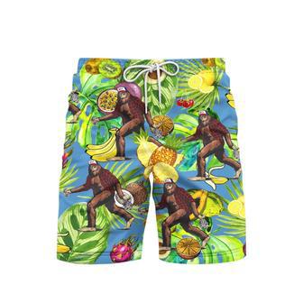 Bigfoot Camping Green Beach Shorts For Men | Newhawaiianshirts AU