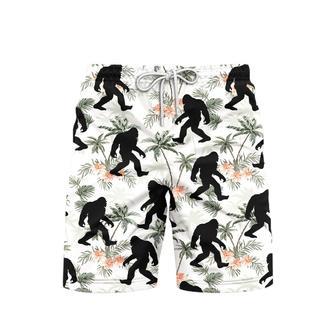 Bigfoot Coconut Tree Tropical Beach Shorts For Men | Newhawaiianshirts CA