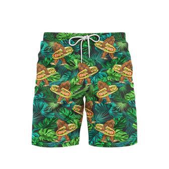 Bigfoot Love Eating Hot Dog Beach Shorts For Men | Newhawaiianshirts CA