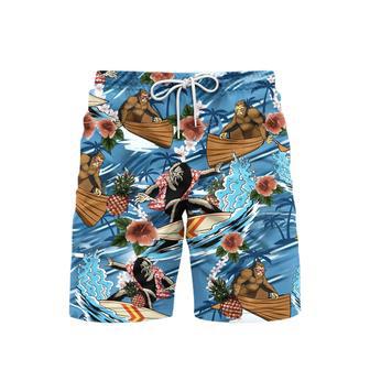 Bigfoot Surfing Beach Summer Beach Shorts For Men | Newhawaiianshirts CA