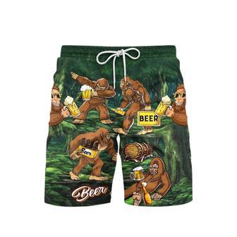 Bigfoots Love Beer In The Forest Beach Shorts For Men | Newhawaiianshirts UK