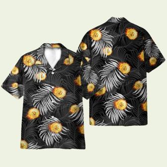 Bitcoin Flame And Tropical Pattern Hawaiian Shirt | Newhawaiianshirts UK