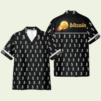 Black And White Bitcoin Pattern Hawaiian Shirt | Newhawaiianshirts AU