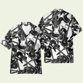 Black And White Electric Guitar Hawaiian Shirt | Newhawaiianshirts UK