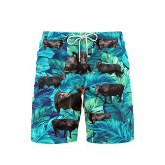 Black Angus Cattle Lovers Beach Shorts For Men | Newhawaiianshirts CA