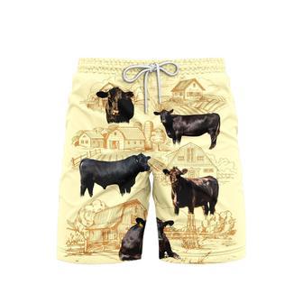 Black Angus Cattle Lovers Farm Beach Shorts For Men | Newhawaiianshirts