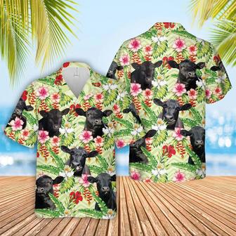 Black Angus Hibicus Floral Hawaiian Shirt Summer Gifts | Newhawaiianshirts CA