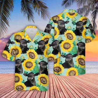 Black Angus Sunflowers Floral Farm Hawaiian Shirt Summer Gifts | Newhawaiianshirts AU