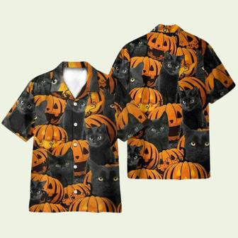 Black Cat And Pumpkin Gift For Pet Lover Hawaiian Shirt | Newhawaiianshirts UK