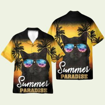 Black Cat Summer Paradise Hawaiian Shirt | Newhawaiianshirts AU