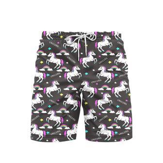 Black Unicorns For Lover Beach Shorts For Men | Newhawaiianshirts UK