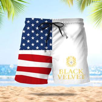 Black Velvet American Flag Swim Trunks | Newhawaiianshirts AU