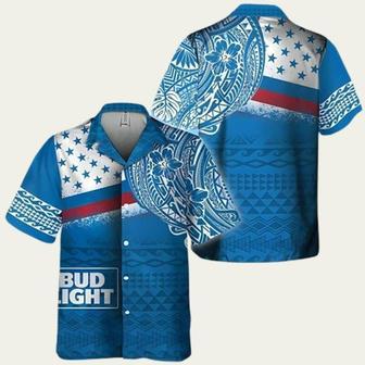 Blue Bud Light Polynesian Pattern Hawaiian Shirt | Newhawaiianshirts