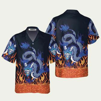 Blue Dragon And Fire Dragon Shirts For Men Dragon Hawaiian Shirt | Newhawaiianshirts DE