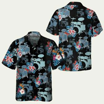 Blue Tropical Flower Drum Hawaiian Shirt | Newhawaiianshirts