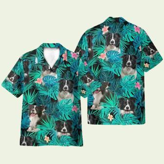 Border Collie In Tropical Green Leaves Hawaiian Shirt | Newhawaiianshirts