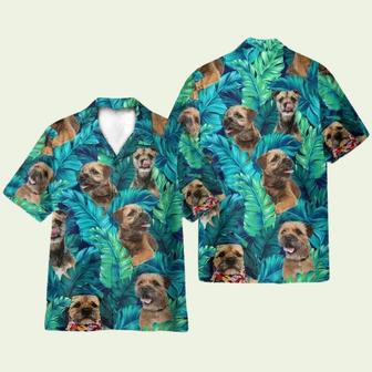 Border Terrier In Tropical Green Leaves Hawaiian Shirt | Newhawaiianshirts CA