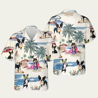 Boston Terrier Summer Beach Coconut Hawaiian Shirt | Newhawaiianshirts