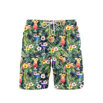 Bright Cocktails With Colorful Flowers Beach Shorts For Men | Newhawaiianshirts AU