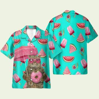 British Shorthair Cat In Sunglasses With A Pink Donut Hawaiian Shirt | Newhawaiianshirts DE