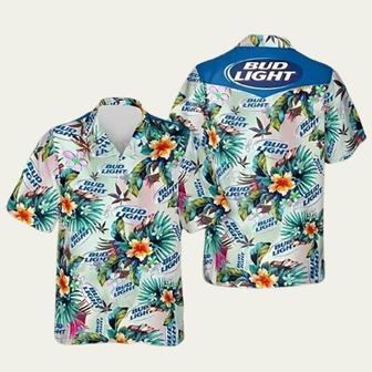 Bud Light Hibiscus Pattern Beer Hawaiian Shirt | Newhawaiianshirts CA