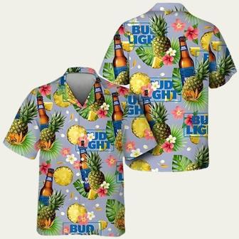 Bud Light Tropical Flower Pineapple Beach Vacation Hawaiian Shirt | Newhawaiianshirts