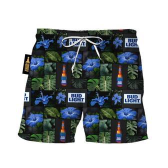 Bud Light Tropical Hibiscus Flower Swim Trunks | Newhawaiianshirts UK