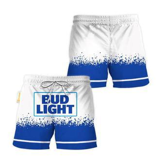 Bud Light White Blue Basic Swim Trunks | Newhawaiianshirts