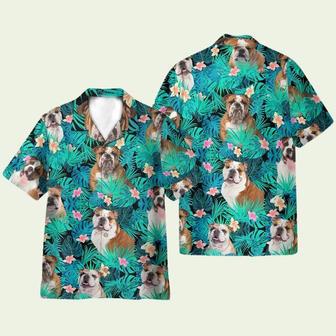 Bulldog In Tropical Green Leaves Hawaiian Shirt | Newhawaiianshirts CA