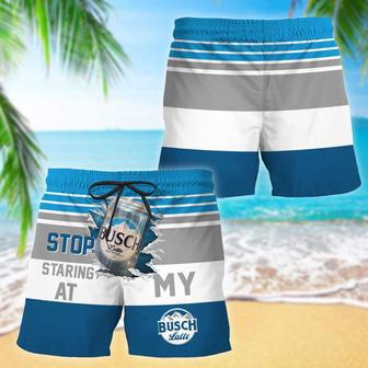 Busch Latte Stop Staring At Horizontal Striped Swim Trunks | Newhawaiianshirts AU