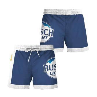 Busch Light Blue White Basic Swim Trunks | Newhawaiianshirts AU