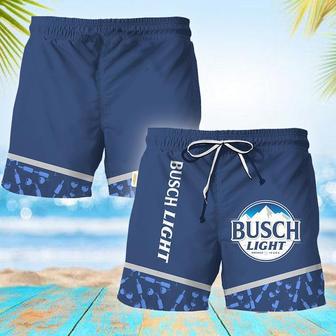 Busch Light Bottle Pattern Swim Trunks | Newhawaiianshirts CA