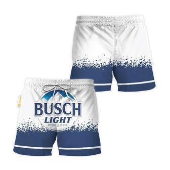 Busch Light White Blue Basic Swim Trunks | Newhawaiianshirts