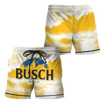 Busch Light Yellow And White Swim Trunks | Newhawaiianshirts