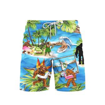 Camping Amazing Bigfoot Blue Beach Shorts For Men | Newhawaiianshirts AU