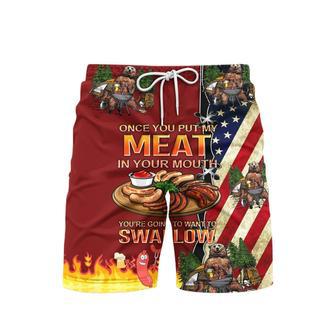 Camping Bear Put My Meat Want To Swallow Beach Shorts For Men | Newhawaiianshirts DE