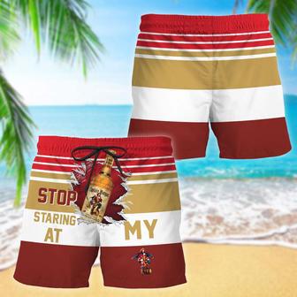 Captain Morgan Stop Staring At Horizontal Striped Swim Trunks | Newhawaiianshirts AU